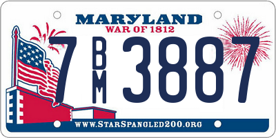 MD license plate 7BM3887