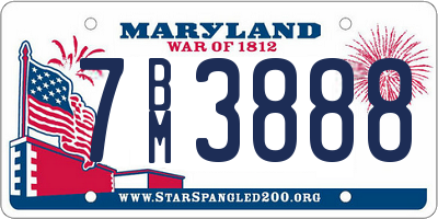 MD license plate 7BM3888