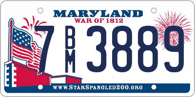 MD license plate 7BM3889