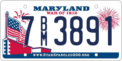 MD license plate 7BM3891