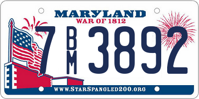 MD license plate 7BM3892