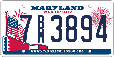 MD license plate 7BM3894