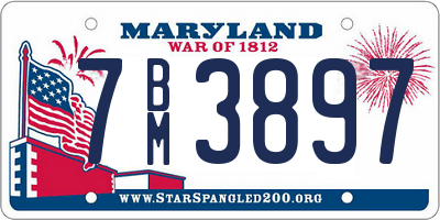 MD license plate 7BM3897