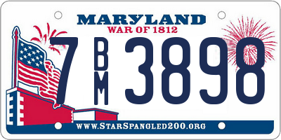 MD license plate 7BM3898