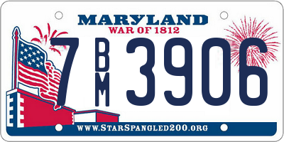 MD license plate 7BM3906