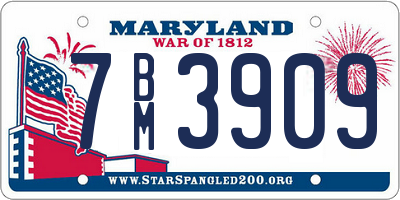 MD license plate 7BM3909