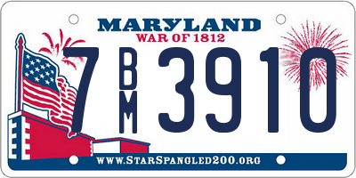 MD license plate 7BM3910