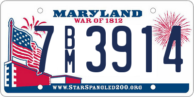 MD license plate 7BM3914