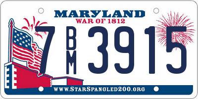 MD license plate 7BM3915