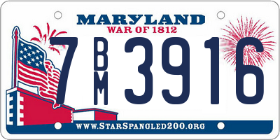 MD license plate 7BM3916