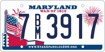 MD license plate 7BM3917