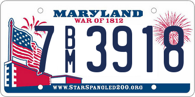 MD license plate 7BM3918