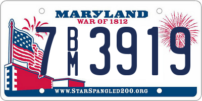 MD license plate 7BM3919