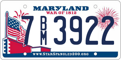 MD license plate 7BM3922