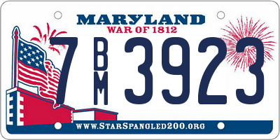 MD license plate 7BM3923