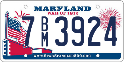 MD license plate 7BM3924