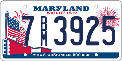 MD license plate 7BM3925