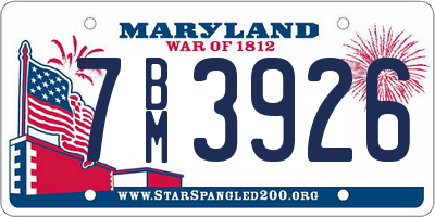 MD license plate 7BM3926