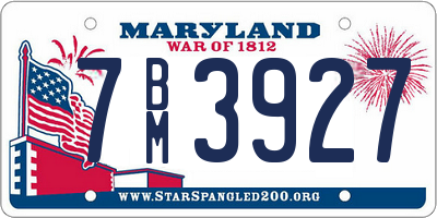 MD license plate 7BM3927