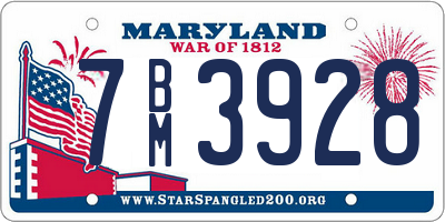 MD license plate 7BM3928