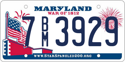 MD license plate 7BM3929