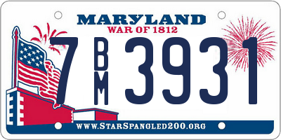 MD license plate 7BM3931