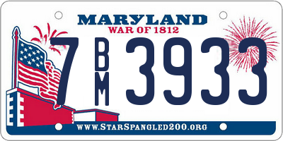 MD license plate 7BM3933