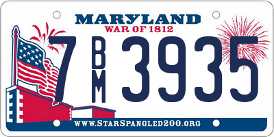 MD license plate 7BM3935