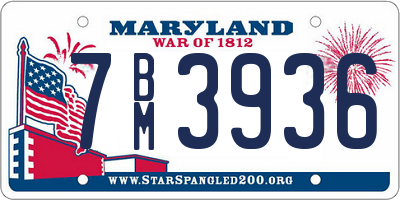 MD license plate 7BM3936