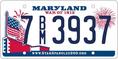 MD license plate 7BM3937