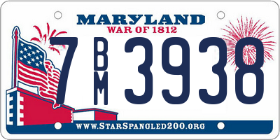 MD license plate 7BM3938