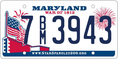 MD license plate 7BM3943