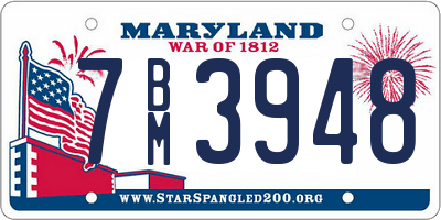 MD license plate 7BM3948