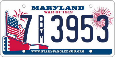 MD license plate 7BM3953