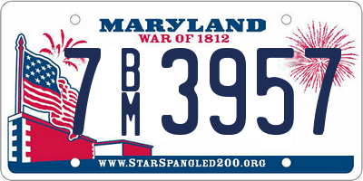 MD license plate 7BM3957