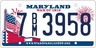 MD license plate 7BM3958