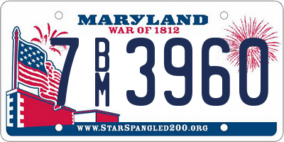 MD license plate 7BM3960