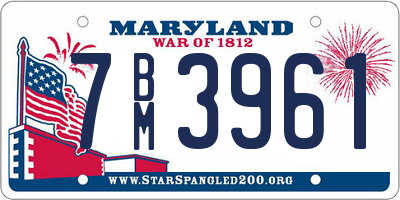 MD license plate 7BM3961