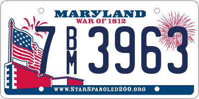 MD license plate 7BM3963