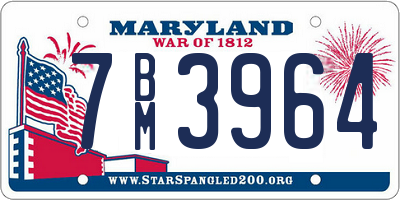 MD license plate 7BM3964