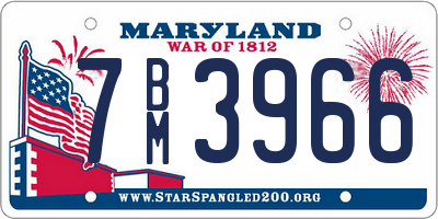 MD license plate 7BM3966