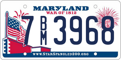 MD license plate 7BM3968