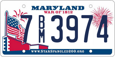 MD license plate 7BM3974