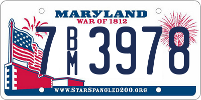 MD license plate 7BM3978