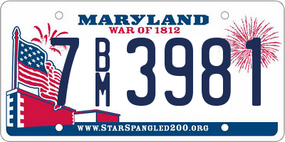 MD license plate 7BM3981