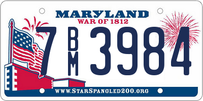 MD license plate 7BM3984