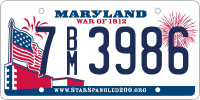 MD license plate 7BM3986