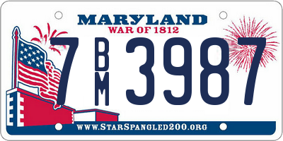 MD license plate 7BM3987