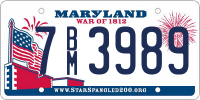 MD license plate 7BM3989