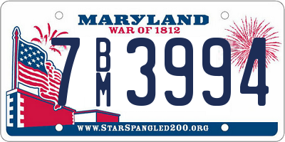 MD license plate 7BM3994